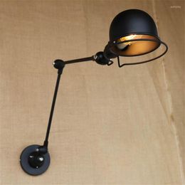 Wall Lamps Retro Swing Arm Edison Lamp Metal Shade Vintage Sconces Mount Bedside Reading Light Lights For Home