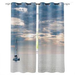 Curtain Sailing Yacht Ocean Sky Blue Seascape Modern Curtains For Living Room Bedroom Window Treatment Drapes Home El Decoration