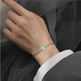 Charm Bracelets Trendy Crystal Blue Ocean Bracelet For Lady Jewelry Top Quality 925 Silver Female Princess Engagement Accessories