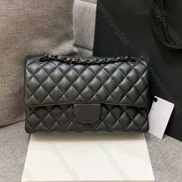 10A Top Tier Quality Luxury Designer Small 25CM Double Flap Bag Real Leather Caviar Lambskin Classic All Black Purse Quilted Handbag fdsgg
