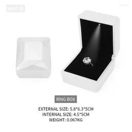 Jewelry Pouches White LED Female Wedding Diamond Ring Display Storage Box Earring Necklace Bracelet Jewellery Holder Lover Birthday Gift