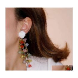 Dangle Chandelier Fashion Romantic Strands Flowers Long Drop Earrings For Women 2022 Pendientes Delivery Jewellery Dhstw