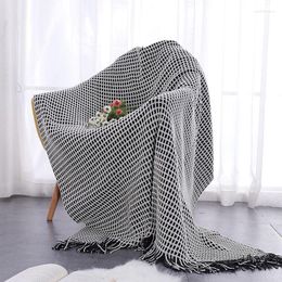 Blankets Yaapeet Lightweight Waffle Weave Chunky Knitted Sofa Throw Blanket NavyWhite