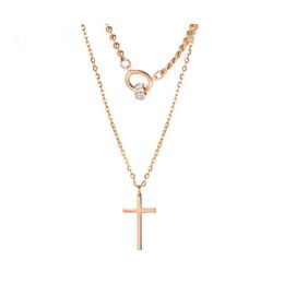 Pendant Necklaces Classic Hanging Long Chain Cross Necklace Titanium Steel High Quality Circle Jewelry Gift For Women Drop Delivery P Otg1E