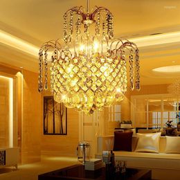 Pendant Lamps European Fashion Round Gold Crystal Lights Restaurant Light Simple Small Dining Room Lamp Aisle Entrance Lighting Zpp