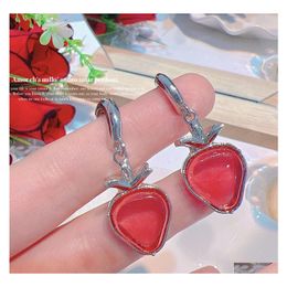 Dangle Chandelier Pink Crystal Stberry Fruit Pendant Series Earrings Drop Delivery Jewelry Dh3Av
