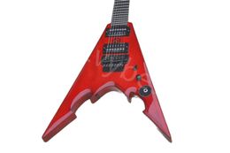 Lvybest Unusual Shape Red Body Electric Guitar with Rosewood Fretboard Black Hardware Provide Customised Services