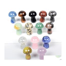 Arts And Crafts Crystal 2Cm Mini Mushroom Statue Natural Stone Quartz Aquarium Witchcraft Spiritual Kawaii Room Decor Home Decoratio Dhmwg