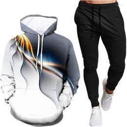 Men's Hoodies 3D Colourful Sportswear Set Hoodie Sweatshirt Pants Pullover Casual Clothing Size S-4xl