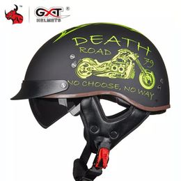 Motorcycle Helmets 2023 Retro Vintage Helmet Moto Open Face Scooter Biker Motorbike Racing Riding With DOT Certification