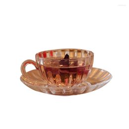 Cups Saucers Heat Resistant Transparent Glass Coffee Cup And Saucer Set Modern Tea Cute Utensil Tazas De Cafe Kitchen Supplies EB50BD