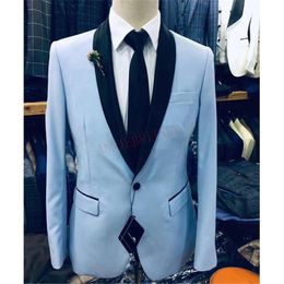Men's Suits & Blazers 2023 Men Suit 2 Pieces Set Slim Fit Sky Blue Wedding For Prom Man Blazer Formal Groom Tuxedo Dress Jacket With Pants