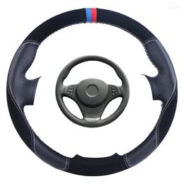 Steering Wheel Covers Custom Made Car Cover Black For E83 X3 2003-2010 E53 X5 2004-2006 Suede Leather Auto Braid