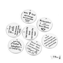 Charms 5Pcs/Lot Stainless Steel English Alphabet Tag Charm For Bangle Bracelet Necklace Sier Plating 20Mm Round Shape Diy Jewelry Pe Dhfns
