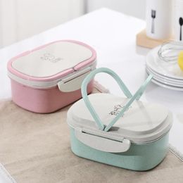 Dinnerware Sets Portable Lunch Box Picnic Microwave Bento Double-Layer Snack Fruit Storage Container With Handle Green/Pink Fresh Keep