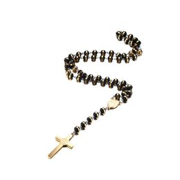 Pendant Necklaces Black/Gold Color Long Rosary Necklace For Men Women Stainless Steel Bead Chain Cross Womens Mens Gift Jewelry 418 Dh2Oy