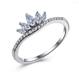 Wedding Rings Hainon Silver Colour Crown For Women Jewellery Special Luxury Princess Cut White Cubic Zircon Engagement Ring
