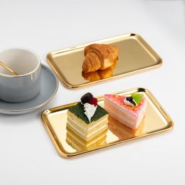 Plates Specialty Small Rectangle Serving Tray SUS304 Stainless Steel For Kitchen Bathroom 8 X 4.5 Inch Gold