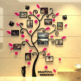 Wall Stickers 3D Acrylic Crystal Sticker Adhesive DIY Stereo Po Frame Tree Pattern Wear Resistant Home PW