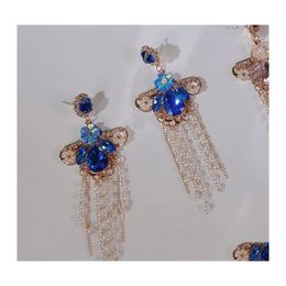 Dangle Chandelier Exaggerated Elegant Flower Crystal Long Pearl Tassel Drop Earrings For Women Girls Brincos Party Jewellery Delivery Dhnqw