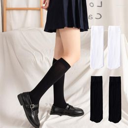 Women Socks Summer Japanese Style Women's Sexy Stockings JK Solid Thin Nylon Black White Middle Tube Long Cute Girls Knee High