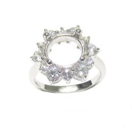 Cluster Rings Beadsnice ID27359 Silver Jewelry Findings Sterling Ring Setting Diy Semi Mount Settings Round