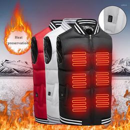 Men's Down Men Winter USB Infrared Heating Vest Jacket Flexible Electric Battery Heat Thermal Clothing Waistcoat For Outdoor Sports