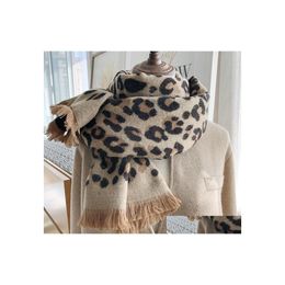 Scarves Winter Womens Scarf Tassels Leopard Thick Heat Preservation Shawl Warm Drop Delivery Fashion Accessories Hats Gloves Dhxtz