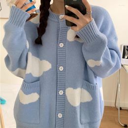 Women's Knits Korean Cloud Sweater Coat 2023 Autumn Winter Long Sleeve Knitted Jacket Causal O-neck Cardigan Ropa De Invierno Mujer