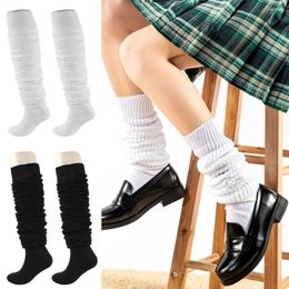 Women Socks Boots Loose Pile Solid Color White Black Elephant Bubble Knee Japanese High School Girl Costumes Stockings