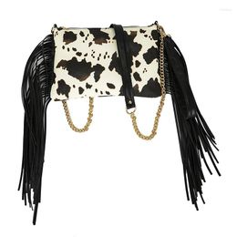 Duffel Bags 3 Pcs Women Bag Cow Fringe Purse Print Chain Tassel Cross-body Clutch