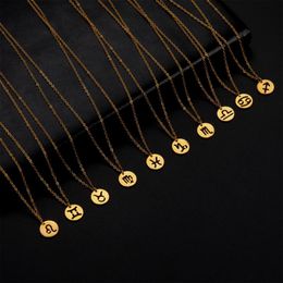 Pendant Necklaces Men Women 12 Horoscope Zodiac Sign Necklace Aries Leo Constellations Jewellery Ladies Christmas GiftsPendant