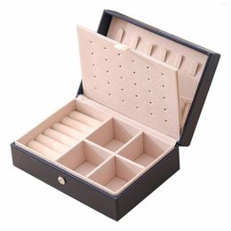 Storage Bags Display Case Rings Gift Universal Home Decor Double Layer PU Leather Brooches Multi Functional Portable Jewellery Organiser Box