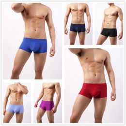 Underpants Men Boxers Underwear Breathable Soft Solid Shorts Mens Mesh Silk Men's Four Corner