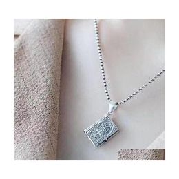 Pendant Necklaces 925 Sterling Sier Scripture Bible For Women Men Couple Gift Cross Religious Punk Fashion Jewellery Without Chain Dro Dhvp7
