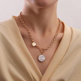 Chains Ingemark Unique White Shell Coin Pendant Choker Necklace For Women Collares Wedding Vintage OT Buckle Chain Gothic Punk JewelryChains