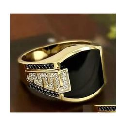 Band Rings Retro Men Ring Black Zircon Ringrings For Women Punk Hip Hop Fashion Sier Jewellery C3 Drop Delivery Dhuyh