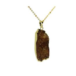 Pendant Necklaces Fashion Jewelry Yellow Rough Crystal Quartz Men Necklace Natural Stone Gold Point Druzy For Women Drop Delivery Pen Dhkif