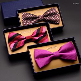 Bow Ties 2023 Fashion Men's For Wedding Double Fabric Noble Bowtie Club Banquet Anniversary Butterfly Tie With Gift Box