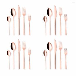 Dinnerware Sets Stainless Steel Tableware Set 20Pcs Rose Gold Cutlery Dinner Spoons Forks Knifes Flatware Kitchen