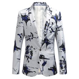 Men's Suits & Blazers Blazer Autumn Fashion Print Party Wedding Suit Jacket Slim Urban High Frequency Large Size 6XL
