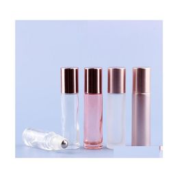 Packing Bottles 5Ml Roll On Per Bottle Glass Metal Roller Ball Essential Oil Fragrance Container 10Ml Rose Gold Drop Delivery Office Dheiv