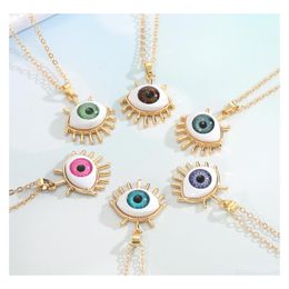 Pendant Necklaces Fashion Jewelry Evil Eye Necklace Geometric Blue Eyes Choker Drop Delivery Pendants Dhuh3