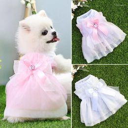 Dog Apparel S-XL Cute Dress For Small Dogs Chihuahua Pug Clothes Sweet Princess Style Cat Wedding Bow Skirt