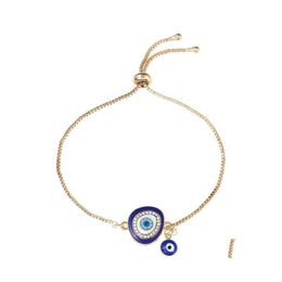 Charm Bracelets Fashion Jewelry Evil Eye Bracelet Rhinstone Blue Drop Delivery Dhqb9