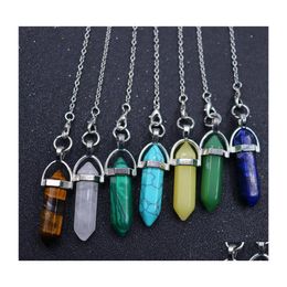 Arts And Crafts Natural Stone Charms Pendum For Dowsing Divination Hexagonal Prism Quartz Energy Healing Crystal Reiki Chakra Drop D Dhkoj