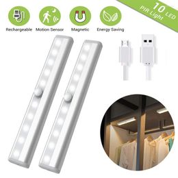 LEDs USB Rechargeable Under Cabinet Light Wireless Motion Sensor Cupboard Wardrobe Night Lamp For Kitchen Bedroom Closet Home