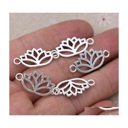 Chains 30Pcs Antique Sier Plated Lotus Flower Charm Connector For Jewelry Making Bracelet Accessories Diy Craft 27X1M Drop Delivery Dhfb1