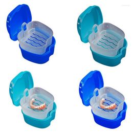 Storage Boxes Denture Bath Box Organizer Dental False Teeth With Hanging Net Container Cleaning Cases Artificial Tooth