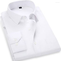 Men's Dress Shirts Large Plus Size Men Long Sleeve White Social Shirt Soft Regular Fit Classic Business Work Smart Casual For Man